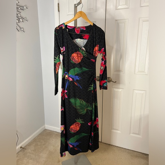 Soft Surroundings Wear Anywhere Tropical Paradise Faux Wrap Maxi Dress Small P - Picture 5 of 10
